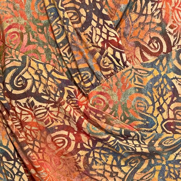 Peruvian Connection Savannah Dress Womens Medium Ruched Faux Wrap Midi Cocktail - Picture 5 of 12